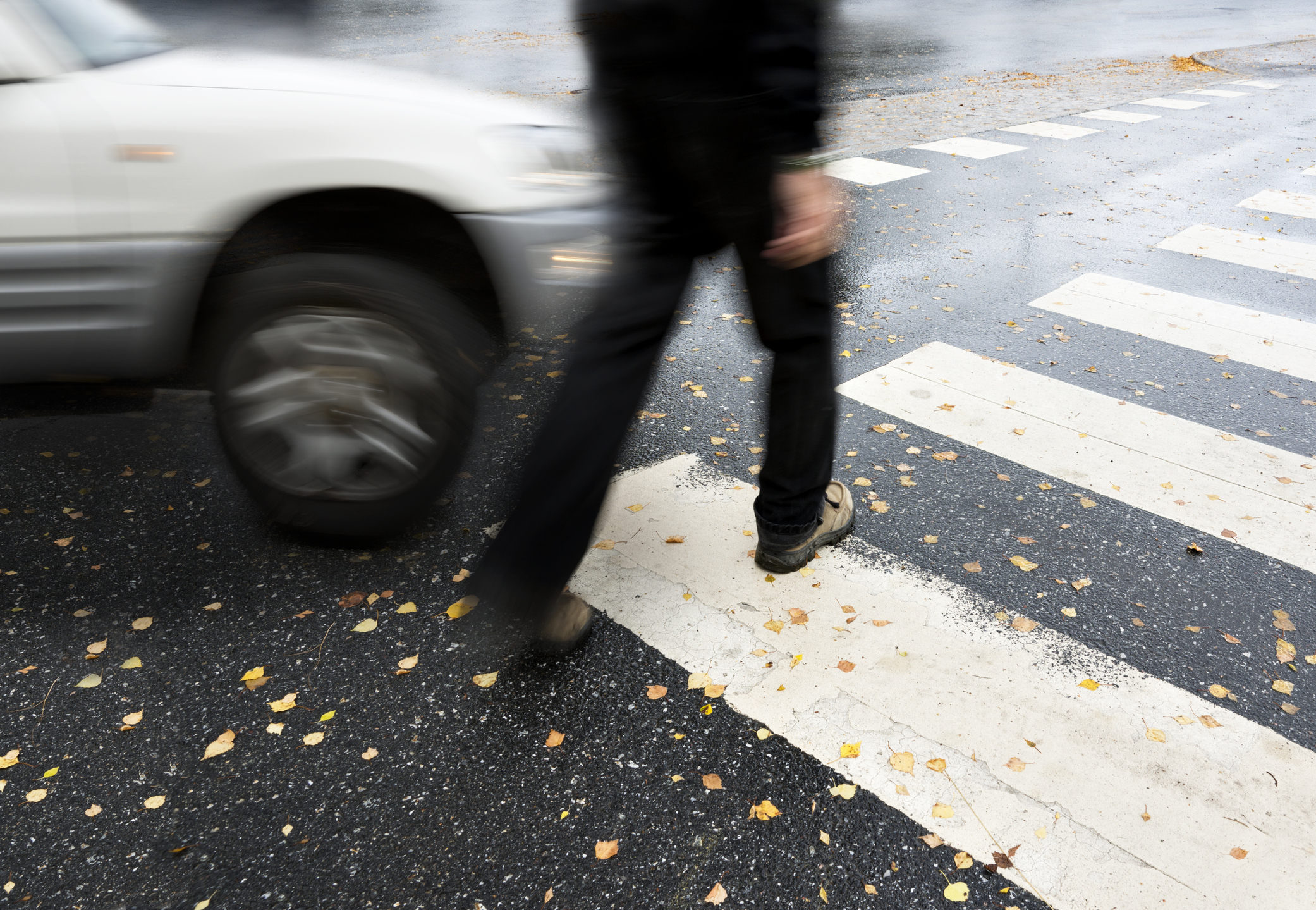 pedestrian man in danger of car accident