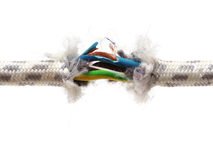 warranty problem concept with torn wire